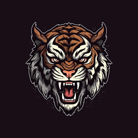 A logo of a angry tiger head, designed in esports illustration style Tiger Logo Graphics, Logo Macan, Tiger Logo Design, Angry Tiger, Tiger Vector, Weightlifting Shirts, Angry Animals, Tiger Logo, Sports Logo Design