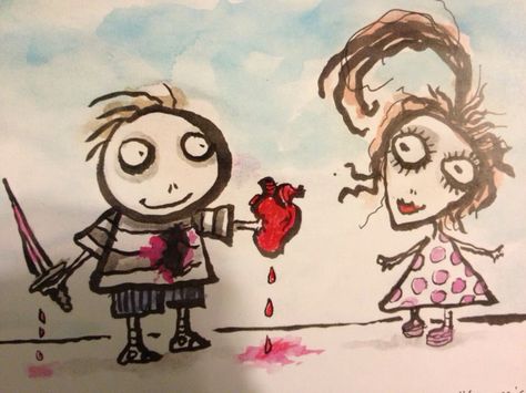 Tim Burton's Valentines card to Helena Bonham-Carter. ❤️ Valentine's Day, Tumblr, Tim Burton, Tim Burton Drawing, Helena Bonham, Bonham Carter, Helena Bonham Carter, Valentines Day Card, Online Presence