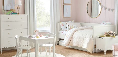 Girls Daybed Room, Bedroom Pottery Barn, Girls Daybed, Blush Christmas, Daybed Room, Linen Blackout Curtains, Shared Girls Bedroom, Toddler Bedroom Girl, Princess Bedroom