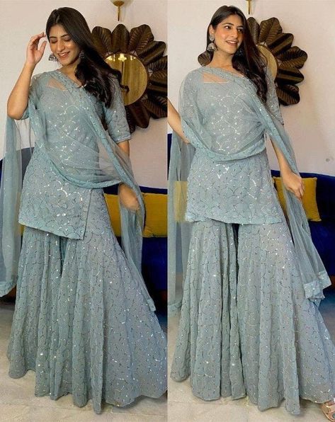 Women Suits Wedding Indian, Sharara Suit Wedding, Punjabi Sharara Suits, Wedding Sharara, Sharara Designs, Women Suits Wedding, Designer Bridesmaid Dresses, Punjabi Dress, Sharara Suit