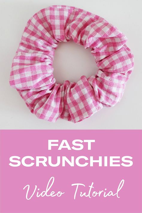 Sewing A Scrunchie, How To Make A Scrunchie Video, How To Sew A Scrunchie Video, How To Sew A Scrunchie, Easy Scrunchie Diy, How To Make A Scrunchie, Scrunchies Tutorial, Sew A Scrunchie, Scrunchie Sewing