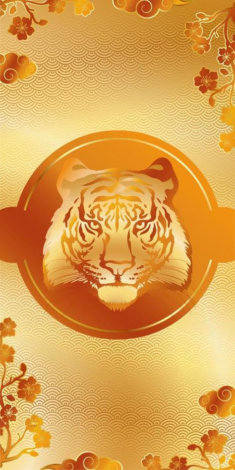 Tiger Background, Gold Wallpaper Phone, Sakura Flowers, Golden Tiger, Hells Angels, Tiger Art, Tiger Head, Gold Background, A Tiger