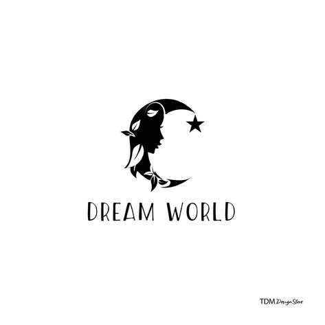 Dream World Logo,Premade Logo design, Moon Logo, Feminine Logo Design, Hand Made Logo, Luxurious Logo, Best Logo Design, Minimalist Logo by TDMDesignStore on Etsy Moon Logo Design Creative, Moon Logo Ideas, Dream Logo Design, Logo Lune, Feminine Logo Inspiration, Sleep Logo, Luxurious Logo, Hair Logo Design, Whimsical Logo