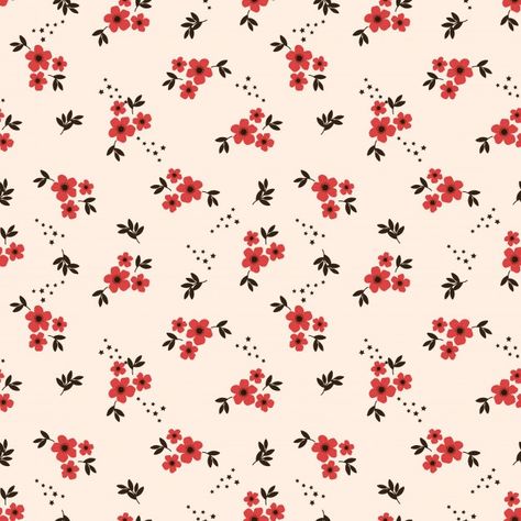 Tiny red flower seamless pattern Premium... | Premium Vector #Freepik #vector #pattern #flower #vintage #floral Flower Seamless Pattern, Flower Print Pattern, Pattern Graphic Design, Pattern Design Inspiration, Abstract Pattern Design, Flower Pattern Design, Floral Pattern Design, Tiny Prints, Floral Prints Pattern