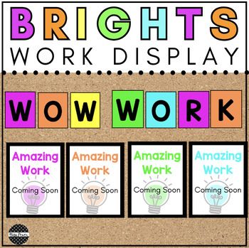 Display your students' work with these eye-catching WOW WORK bulletin board letters. Ideal for back to school, the beginning of the year, or any time you want to display student work, these large letters make a bold statement in classrooms or hallways. Along with the WOW work letters, there are all student work coming soon signs to hang with it. These student work display printables complement Chalkboard Brights Classroom decor perfectly.What's included: (each come in neon pink, orange, yellow, green, blue)WOW WORK bulletin board letters Student Work Coming Soon pages *Save $$$ - Unlike bulletin board letters you buy at the store, these can be re-printed in the future in case any letters need to be replacedYou may also like:> Chalkboard Brights Bundle> Center Slides Bundle> Daily Wow Work Bulletin Board, Chalkboard Brights Classroom, Work Bulletin Board, Student Work Display, Display Student Work, Chalkboard Classroom Decor, Welcome Bulletin Boards, Chalkboard Classroom, Work Bulletin Boards