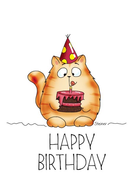 Cake Wishes Birthday, Happy Birthday Digital Art, Cats Birthday Cards, Cute Cat Birthday Cards, Birthday Wishes With Cats, Happy Birthday Cats Funny, Birthday Card With Cats, Happy Birthday Funny Animals, Happy Birthday Wishes With Cats