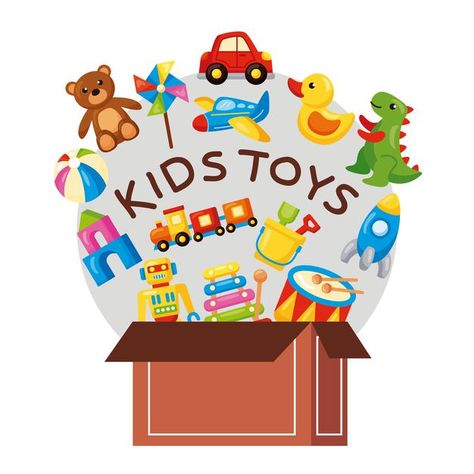 Toys Logo Design, Toys Sign, Toy Store Design, Kindergarten Logo, Birthday Organizer, Baby Cartoon Characters, Kindergarten Decorations, Toy Bank, Box Cartoon