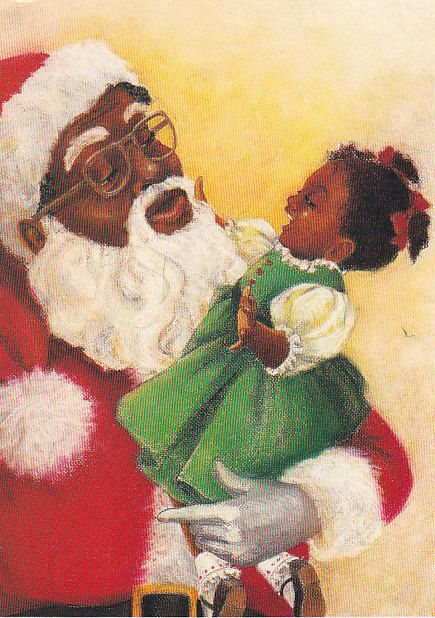 Santa gets a wish list. Santa Wallpaper, Black Christmas Cards, Family Holiday Pictures, Christmas Fits, Santa Art, Merry Christmas Vintage, Vintage Christmas Images, Black Santa, Black Love Art