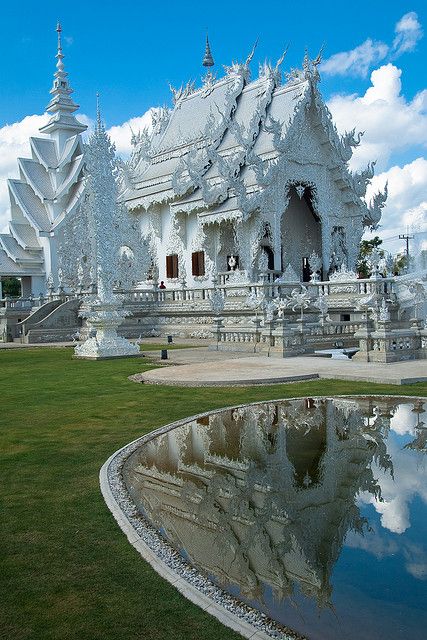 White Temple -  Wat Rong Khun, Chiang Rai, Thailand Chiang Mai, Chiang Rai, Choeng Mon Beach, Wat Rong Khun, Chiang Rai Thailand, White Temple, Place Of Worship, Incredible Places, Beautiful Architecture