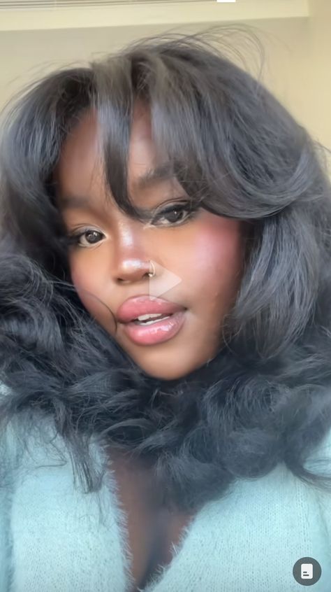 Cute Makeup On Brown Skin, Japanese Makeup On Brown Skin, Japanese Makeup Black Skin, Cold Girl Makeup Black Skin, Doe Eyes Black Women, Douyin On Dark Skin, Ingenue Makeup Black Women, Soft Makeup Black Women, Dou Yin Makeup