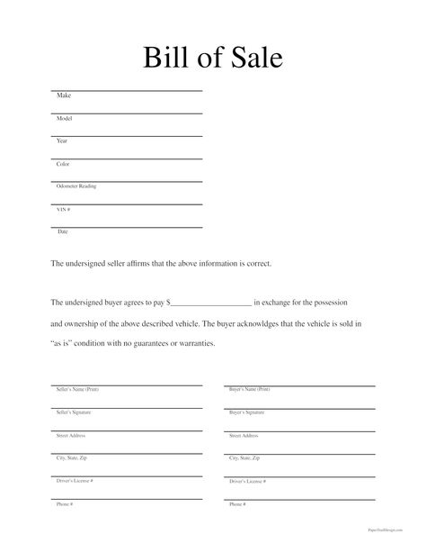 Printable bill of sale for a card to help you with the sale or purchase of a car. Easy printable vehicle bill of sale document. Bill Of Sale Car Printable, Vehicle Bill Of Sale Free Printable, Bill Of Sale Printable, Bill Of Sale Car, Vehicle Bill Of Sale, Organizing House, Bill Of Sale Template, Paper Trail Design, Free Birthday Printables