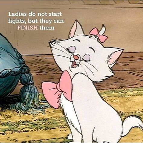 Ladies do not start fights Damsel In Defense, Marie Cat, Gata Marie, Desain Quilling, Disney Cats, The Aristocats, Im A Lady, Marie Aristocats, Images Disney