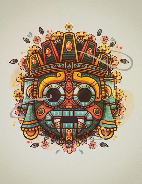 MÉXICO REAL on Behance Chichimeca Tattoo, Aztec Elephant, Sunflower Art Project, Art Chicano, Mayan Tattoos, Mexican Art Tattoos, Aztec Tattoo Designs, Maya Art, Mexican Culture Art