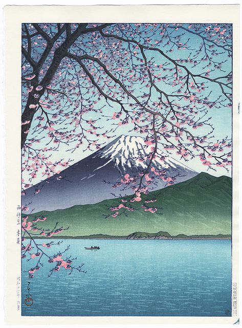 Kisho, Nishiizu, 1937 by Hasui (1883 - 1957); Japanese woodblock print........................ ukiyoe japan decoration antique fineart home decor collectible japanese woodblock print handmade home art beautiful decorative etching illustration traditional woodcut Kawase Hasui Paintings, Hasui Kawase Art, Mt Fuji Illustration, Hasui Kawase, Kawase Hasui, Mont Fuji, Japanese Art Prints, Art Asiatique, Japanese Artwork