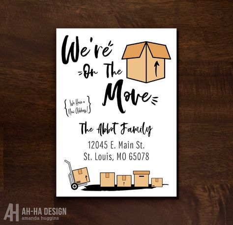 We're Moving Announcement, Moving Printables, Moving Card, New Address Announcement, Change Of Address Cards, Moving Announcement Postcard, Moving Cards, Moving Announcements, Card Templates Free