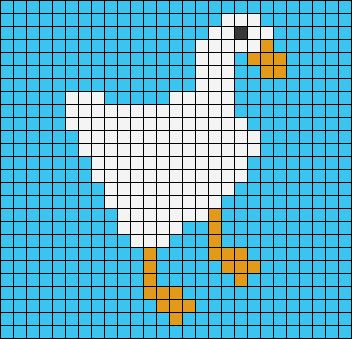 Alpha pattern #46923 | BraceletBook Stitchfiddle Stitch Patterns, Untitled Goose Game Pixel Art, Duck Grid Pattern, Goose Cross Stitch Pattern, Goose Alpha Pattern, Duck Alpha Pattern, Goose Pixel Art, Simple Alpha Patterns Crochet, Duck Pixel Art