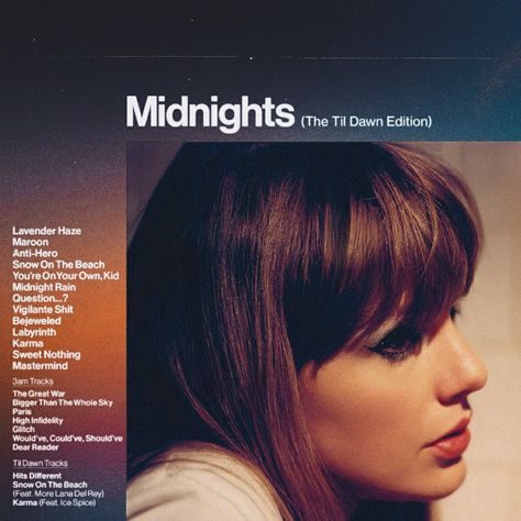 #TaylorSwift Avicii, Lana Del Rey, Midnights Tracklist, Midnights Album Cover, Taylor Swift Album Covers, Midnight Aesthetic, Taylor Album, Taylor Swift Album Cover, Am Album