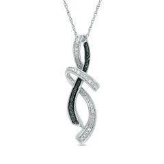 Enhanced Black and White Diamond Accent Abstract Infinity Pendant in Sterling Silver Black Diamond Pendant, Vintage Diamond Jewelry, Bridal Necklace Designs, Diamond Pendants Designs, Jewelry Design Drawing, Geek Jewelry, Infinity Pendant, Peoples Jewellers, Art Nouveau Jewelry