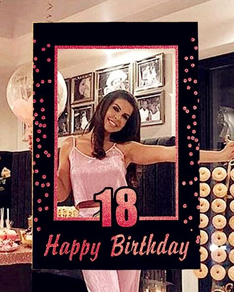 18th Birthday Party Ideas Decoration Photo Backdrops, Gold 18th Birthday, Photo Frame Birthday, 18th Party Ideas, Birthday Party Photo Booth, Party Photo Frame, Party Photo Booth Props, Frame Birthday, 18th Birthday Decorations