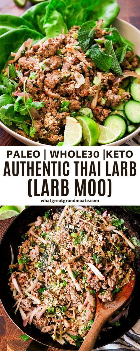 Essen, Larb Moo, Whole 30 Keto, Thai Larb, Pork Larb, Larb Recipe, Ketosis Recipes, Keto Pork, Ground Pork Recipes