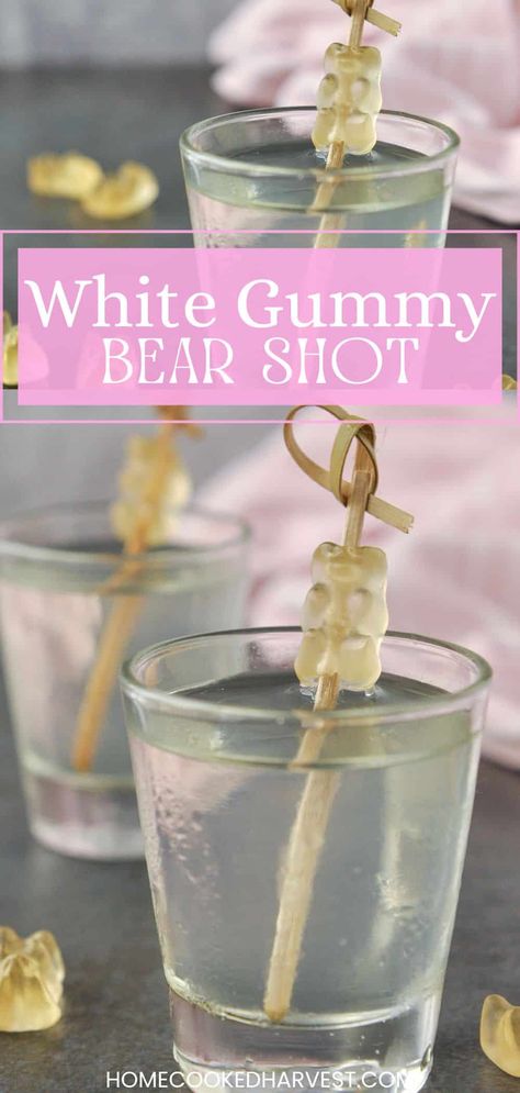 White Gummy Bear Shot, Gummy Bear Drink, Gummy Bear Shots, White Gummy Bear, Fruity Shots, Easy Shot Recipes, Shots Alcohol Recipes, Artery Cleanse, Bear Drink