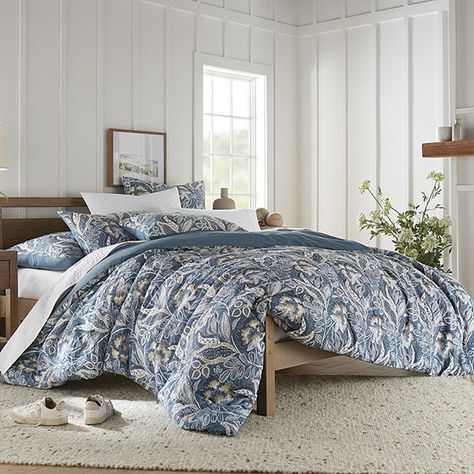 Blue And Tan Bedroom, Blue And Beige Bedroom, Comforters And Bedding, Tan Bedroom, Navy Blue Bedrooms, King Size Comforter Sets, Blue Comforter Sets, Floral Comforter Sets, Cotton Comforter Set