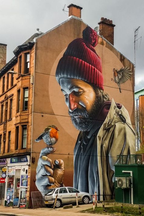 Discover Glasgow's Street Artists and their Best Murals - Smug, St. Mungo | The Travel Tester - Self-Development through travel 3d Street Art, Seni Mural, Urbane Kunst, Urban Street Art, Best Street Art, Amazing Street Art, Graffiti Murals, Seni 3d, Street Graffiti