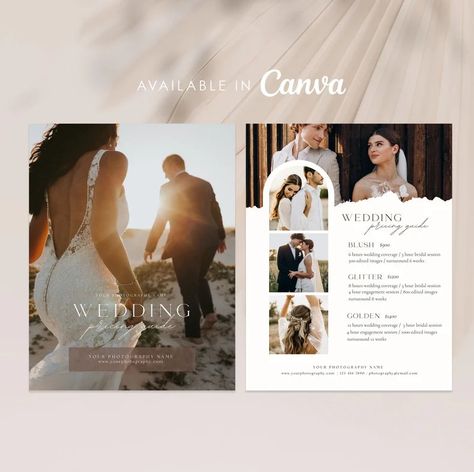 Wedding Photographer Pricing Guide, Wedding Pricing, Wedding Pricing Guide, Photography Pricing Template, Pricing Templates, Canva Designs, Wedding Photography Pricing, Pricing Guides, Pricing Guide