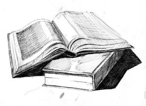 Скачать 'Books' Open Book Drawing, Still Life Sketch, Object Drawing, Book Tattoo, 인물 드로잉, Book Drawing, Arte Sketchbook, Pencil Art Drawings, Drawing Images