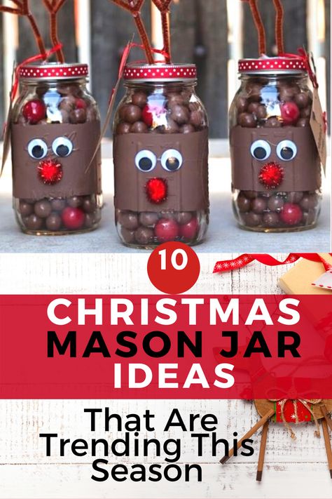 Diy Christmas Mason Jar Gifts, Christmas Mason Jar Gifts, Christmas Mason Jar Ideas, Canning Jar Gifts, Jar Christmas Crafts, Mason Jar Gifts Recipes, Candy Jars Diy, Christmas Jar Gifts, Christmas Candy Crafts