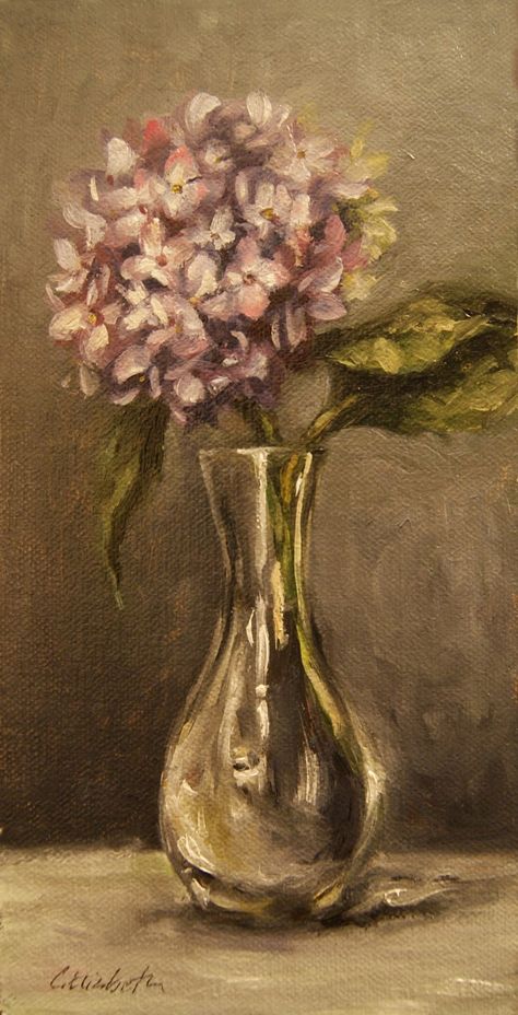 Glass Vase Oil Painting, How To Paint A Glass Vase On Canvas, Painting Of Glass Vase, Painted Flowers In Vase, Vase With Flowers Aesthetic, Pictures Of Flowers In Vases, Glass Vase Drawing, Flower Vase Photography, Flower In Vase Painting