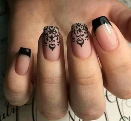 Nails Art Stamping Ideas 47 Ideas For 2019 Check more at https://nail.deko-modelle.xyz/nails-art-stamping-ideas-47-ideas-for-2019/ White Nail, Black Lace Nails, Nagel Stamping, Black French Nails, Unghie Nail Art, Fall Nail Art Designs, Lace Nails, Best Nail Art Designs, Stamping Nail Art