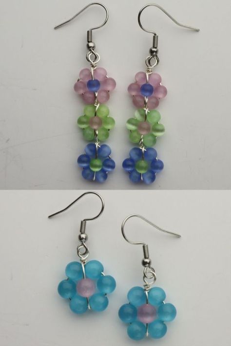 Beaded Wire Daisy Earrings Tutorial #BeadingPatterns #BeadEmbroideryPattern #DIYBeadEmbroideryPatterns #BeadEmbroideryPatternsSimple Diy Flower Earrings Beads, Beads Jewellery Tutorial, Wire Bead Flowers Diy, Handmade Wire Earrings Tutorials, Easy Diy Seed Bead Earrings, Earrings Crafts Ideas, Seed Bead Flower Earrings Tutorial, Earring Handmade Ideas, Earing Beads Ideas