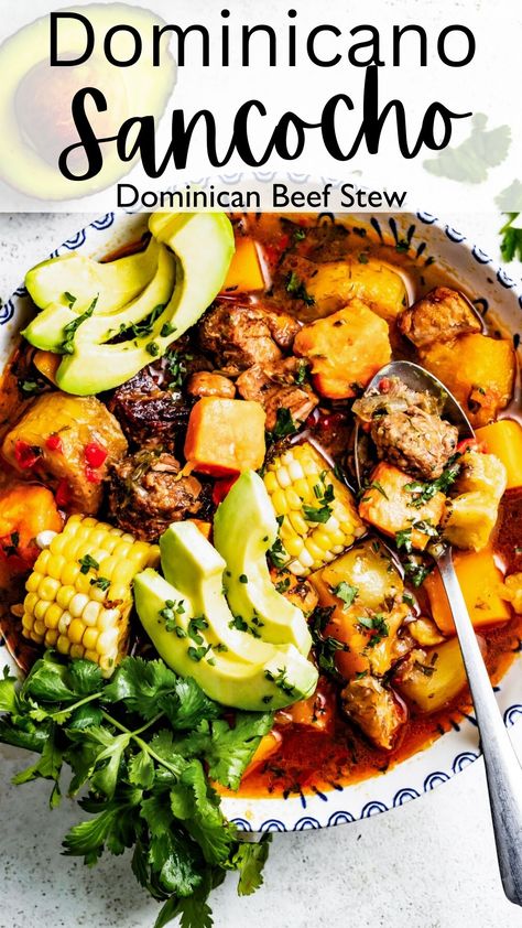 Sancocho Instant Pot, Sanchoco Recipe, Beef Sancocho Recipe, Authentic Puerto Rican Sancocho, Dominican Chicken Soup Recipes, Columbian Sancocho, Dominican Crockpot Recipes, Healthy Dominican Recipes, Sancocho Puerto Rican Recipes