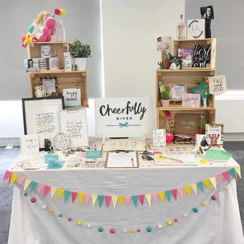 Yesterday's display/information stall at @girltalksocial's Dauntless. It was a lovely event, and we had lots of fun telling people about the Cheerfully Given community! If you have an event and would like us to come, pop me an email 😘❤ Fair Signage, Craft Table Display, Craft Stall Display, Art Fair Display, Craft Fair Vendor, Craft Fair Table, Market Stall Display, Vendor Booth Display, Craft Fair Booth Display