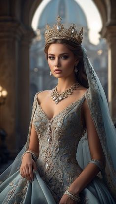 Medieval Wedding Dress Princesses, Queen Outfits Royal, Princess Dress Fantasy, Medieval Outfit, Medieval Wedding Dress, Queen Wedding Dress, Fantasy Queen, Magic Dress, Barbie Wedding Dress