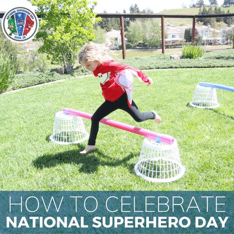 Super Hero Exercises, Superhero Play Ideas, Superhero Obstacle Course Ideas, Superhero Activities For Kids Crafts, Superhero Day Activities Preschool, Prek Superhero Activities, Superhero Gym Games, Superhero Training Camp, Olympic Activities For Toddlers