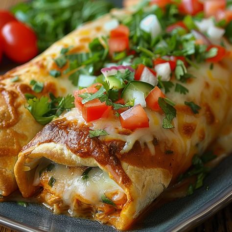 Chi-Chi's Baked Chicken Chimichangas Recipes With Baked Chicken, Dinner To Make With Shredded Chicken, Chi Chi's Baked Chicken Chimichanga, Keto Mexican Chimichangas, Mexican Food Recipes Authentic Chicken, Essen, Chi Chi Baked Chicken Chimichanga Recipe, Chicken And Refried Bean Enchiladas, Chi Chi Chicken Chimichanga Recipe