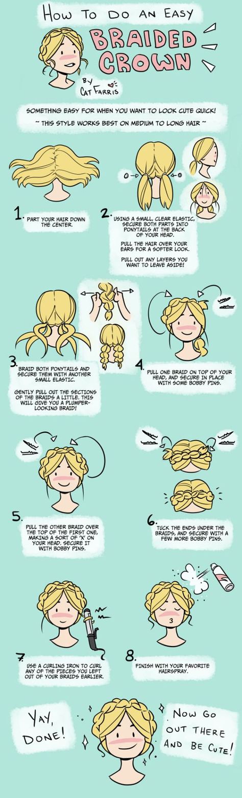 Simple and Chic Effortless Hairstyles - Anything Goes Lifestyle | Anything Goes Lifestyle Drawing Tutorials, Kadeřnické Trendy, Vlasové Trendy, Effortless Hairstyles, Medium Long Hair, Crown Braid, Fesyen Rambut, Braided Hairstyles Easy, Alam Semula Jadi