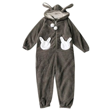 Fuzzy Sleepwear, Onesie For Teens, Fuzzy Pjs, One Piece Costume, Rabbit Halloween, Animal Rabbit, Animal Pajamas, Flannel Hoodie, Pajamas For Women