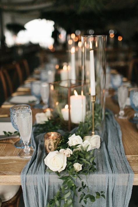 Dusty Blue And Greenery Wedding, Ivy Wedding, Candles And Flowers, Taylor Wedding, 2025 Wedding, Sage Wedding, Wedding 2025, Sage Green Wedding, Blue Themed Wedding