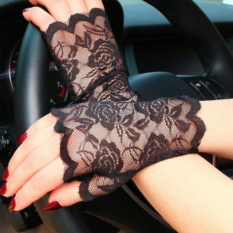 Wish - Shopping Made Fun Fingerless Lace Gloves, Party Etiquette, Gloves Elegant, White Lace Gloves, Black Lace Gloves, Fishnet Gloves, Hand Decoration, Women Driving, Lace Fingerless Gloves