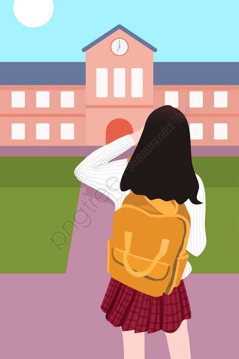 teenage girl,school bag,school,campus,cartoon,simple,grassland,school season,carry schoolbag,student,girl Girl In School Drawing, School Bell Drawing, Go To School Aesthetic, School Images Pictures, Going To School Drawing, Student Illustration School, School Life Drawing, My School Drawing, School Students Images