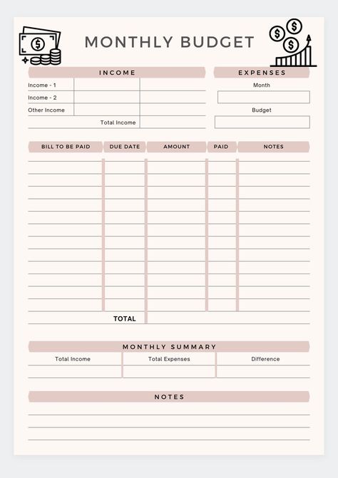 Monthly Budget Plannerprintable Budget Plannerfinancial - Etsy | Monthly Printable Planner by  Claire Beckner Biweekly Budget, Budget By Paycheck, Budget Monthly, Printable Budget Planner, Budget Planner Free, Free Budget Printables, Money Planner, Bill Planner, Printable Budget