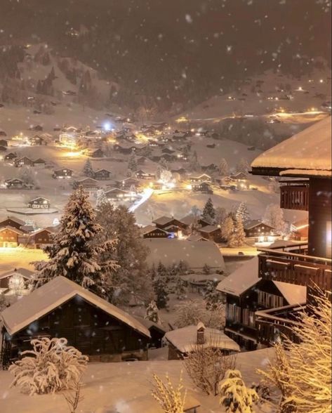 winter season, Switzerland, winter season in Switzerland, snow-covered houses, streets, cars, and mountains Magic Kingdom, Winter Szenen, Fotografi Kota, Romantic Night, Winter Scenery, Winter Wonder, Christmas Aesthetic, Winter Scenes, Most Beautiful Places