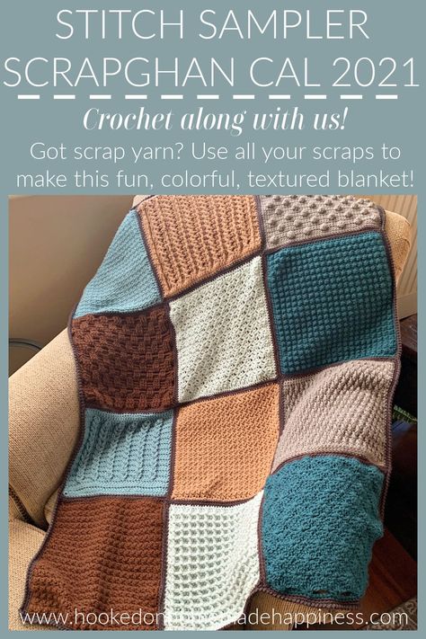 Stitch Sampler Scrapghan Crochet Along 2021 Crochet Square Sampler Blanket Pattern Free, Amigurumi Patterns, Patchwork, Crochet Stitch Sampler Afghan, 12x12 Crochet Square Patterns, Stitch Sampler Crochet Blanket Pattern Free, Crochet Sampler Squares, 12” Crochet Squares, Crochet A Long Blanket