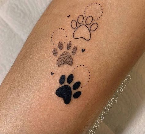 3 Paws Tattoo, Pawprints Tattoo, Tiny Dog Tattoo Minimalist, Dog Inspired Tattoos, Paws Tattoo, Tattoo Paw, Tattoo Pet, Pawprint Tattoo, Dog Paw Tattoo