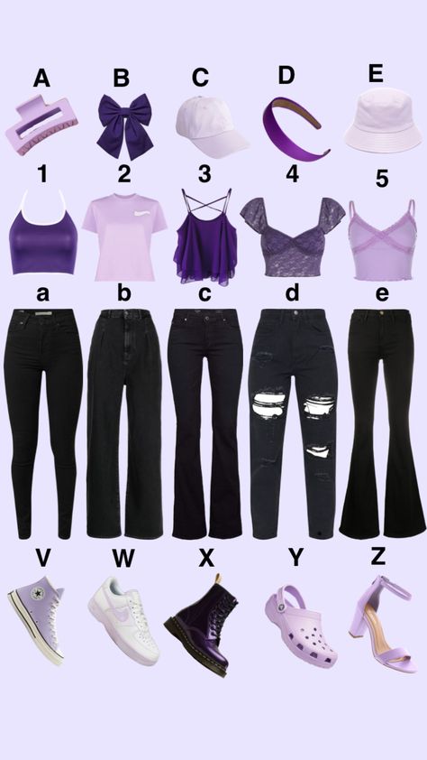 Summer Purple Outfit Ideas, Orchestra Concert Outfit Ideas, Olivia Rodrigo Concert Outfit Purple, Dark Purple Concert Outfit, Purple Inspired Outfits, Dark Purple Aesthetic Clothes, Purple Outfits Casual, Purple Concert Outfit Ideas, Oliva Rodrigo Outfits Ideas