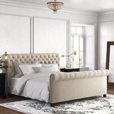 Bedding Colors, Upholstered Sleigh Bed, Low Profile Platform Bed, Maximize Small Space, Stylish Bed, Kelly Clarkson Home, Button Tufted Headboard, Classic Bed, Solid Wood Bed