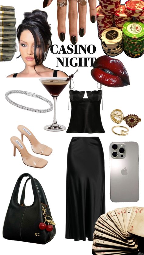 Outfit for casino night Outfit For Casino Night, Casino Night Outfit, Casino Outfit, Casino Night, Night Outfit, Night Outfits, Cocktail Party, Dress To Impress, Casino